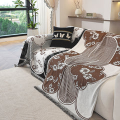 Modern Retro Sofa Throw - Decorative, Washable Chenille Blanket & Couch Protector - Ornate Home