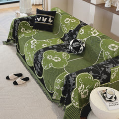 Modern Retro Sofa Throw - Decorative, Washable Chenille Blanket & Couch Protector - Ornate Home