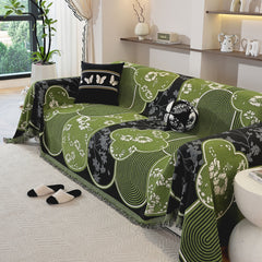 Modern Retro Sofa Throw - Decorative, Washable Chenille Blanket & Couch Protector - Ornate Home