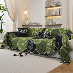Modern Retro Sofa Throw - Decorative, Washable Chenille Blanket & Couch Protector - Ornate Home