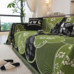 Modern Retro Sofa Throw - Decorative, Washable Chenille Blanket & Couch Protector - Ornate Home