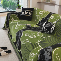 Modern Retro Sofa Throw - Decorative, Washable Chenille Blanket & Couch Protector - Ornate Home
