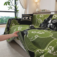 Modern Retro Sofa Throw - Decorative, Washable Chenille Blanket & Couch Protector - Ornate Home