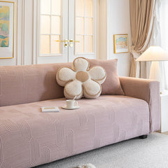 Modern Slipcovers Geometric Textured Stretchable Sofa Cover for Couch with Chaise - Ornate Home