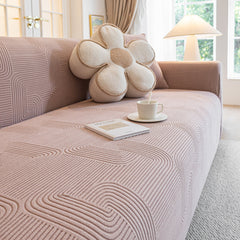 Modern Slipcovers Geometric Textured Stretchable Sofa Cover for Couch with Chaise - Ornate Home
