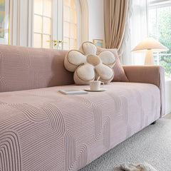 Modern Slipcovers Geometric Textured Stretchable Sofa Cover for Couch with Chaise - Ornate Home