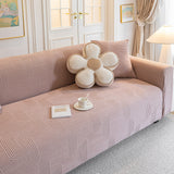 Modern Slipcovers Geometric Textured Stretchable Sofa Cover for Couch with Chaise - Ornate Home
