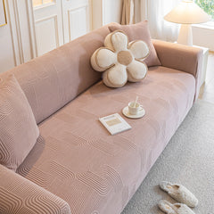 Modern Slipcovers Geometric Textured Stretchable Sofa Cover for Couch with Chaise - Ornate Home