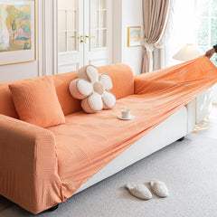 Modern Slipcovers Geometric Textured Stretchable Sofa Cover for Couch with Chaise - Ornate Home