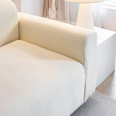 Modern Slipcovers Geometric Textured Stretchable Sofa Cover for Couch with Chaise - Ornate Home