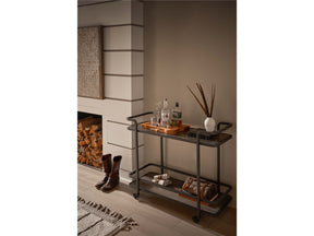 Modern Smoked Bronze Bar Cart - Ornate Home