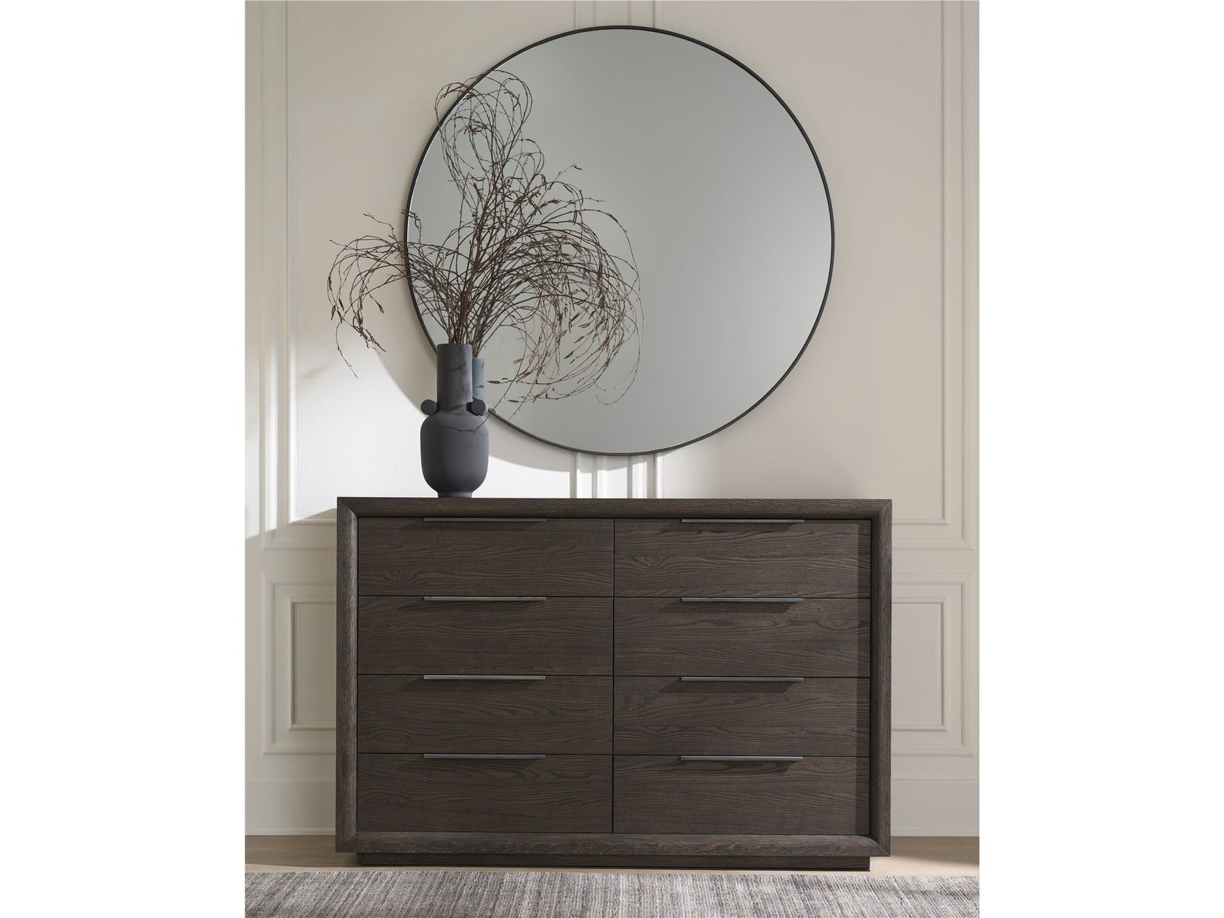 Modern Smoked Bronze Round Accent Mirror - Ornate Home