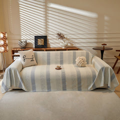 Modern Striped Sofa Throw Blanket, Lightweight Couch Cover for Summer Seating - Ornate Home