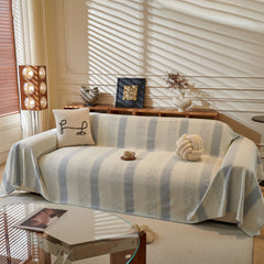 Modern Striped Sofa Throw Blanket, Lightweight Couch Cover for Summer Seating - Ornate Home