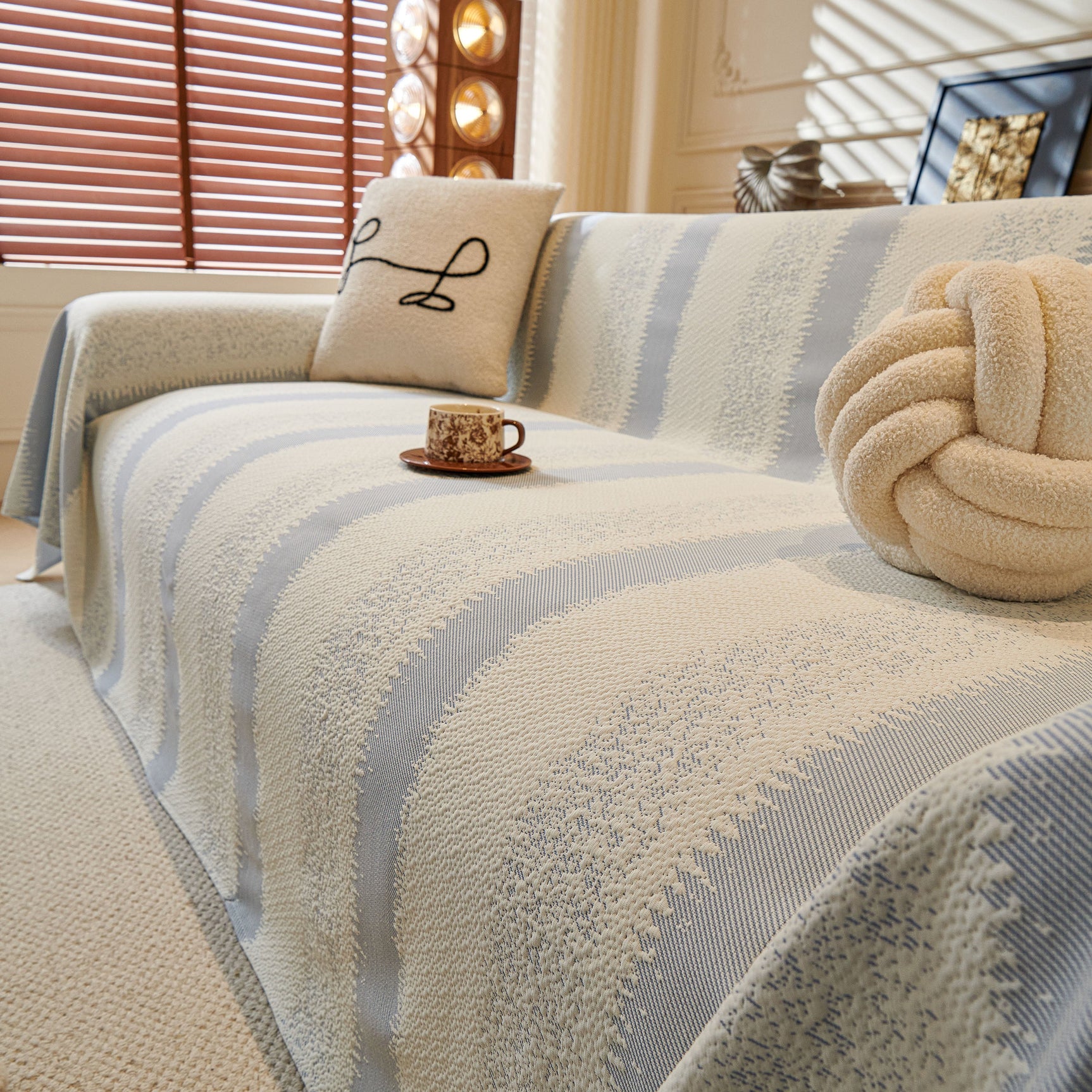 Modern Striped Sofa Throw Blanket, Lightweight Couch Cover for Summer Seating - Ornate Home