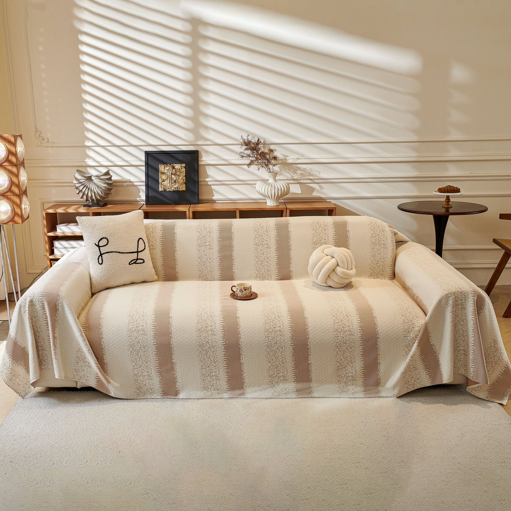 Modern Striped Sofa Throw Blanket, Lightweight Couch Cover for Summer Seating - Ornate Home