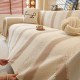 Modern Striped Sofa Throw Blanket, Lightweight Couch Cover for Summer Seating - Ornate Home