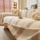 Modern Striped Sofa Throw Blanket, Lightweight Couch Cover for Summer Seating - Ornate Home