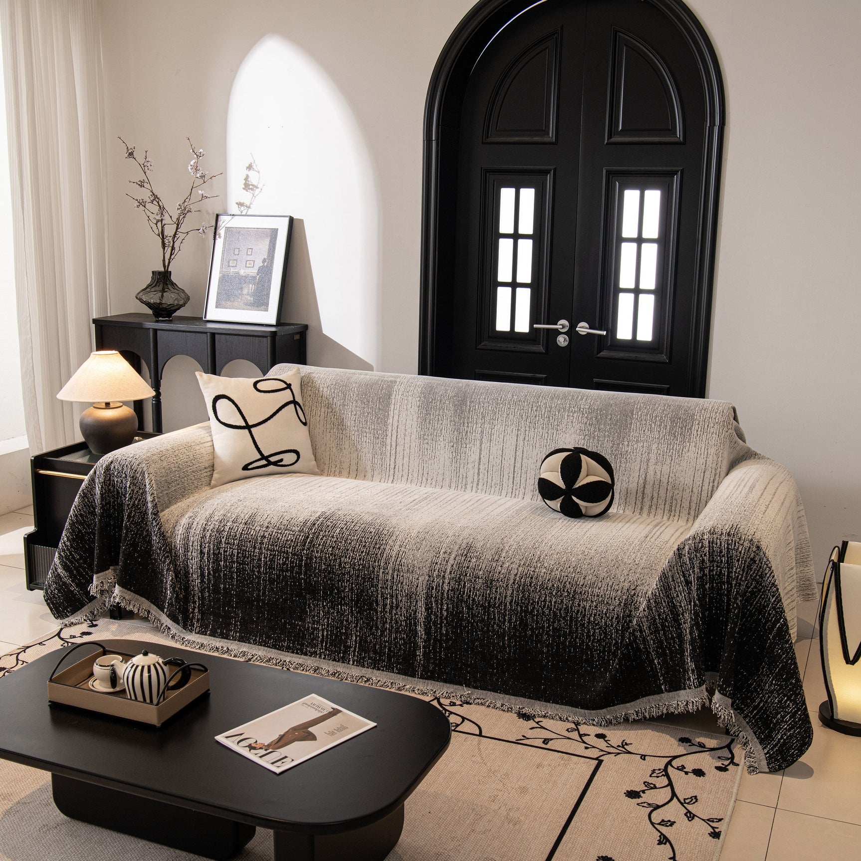 Modern Textured Sofa Cover Blanket, Tightly Woven Pet Sofa Throw for Sectional Couches - Ornate Home