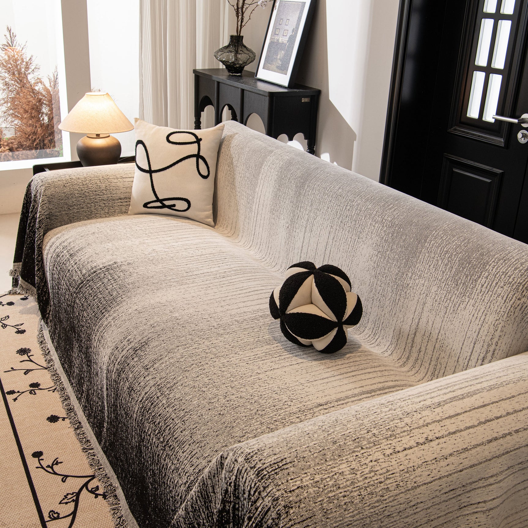 Modern Textured Sofa Cover Blanket, Tightly Woven Pet Sofa Throw for Sectional Couches - Ornate Home