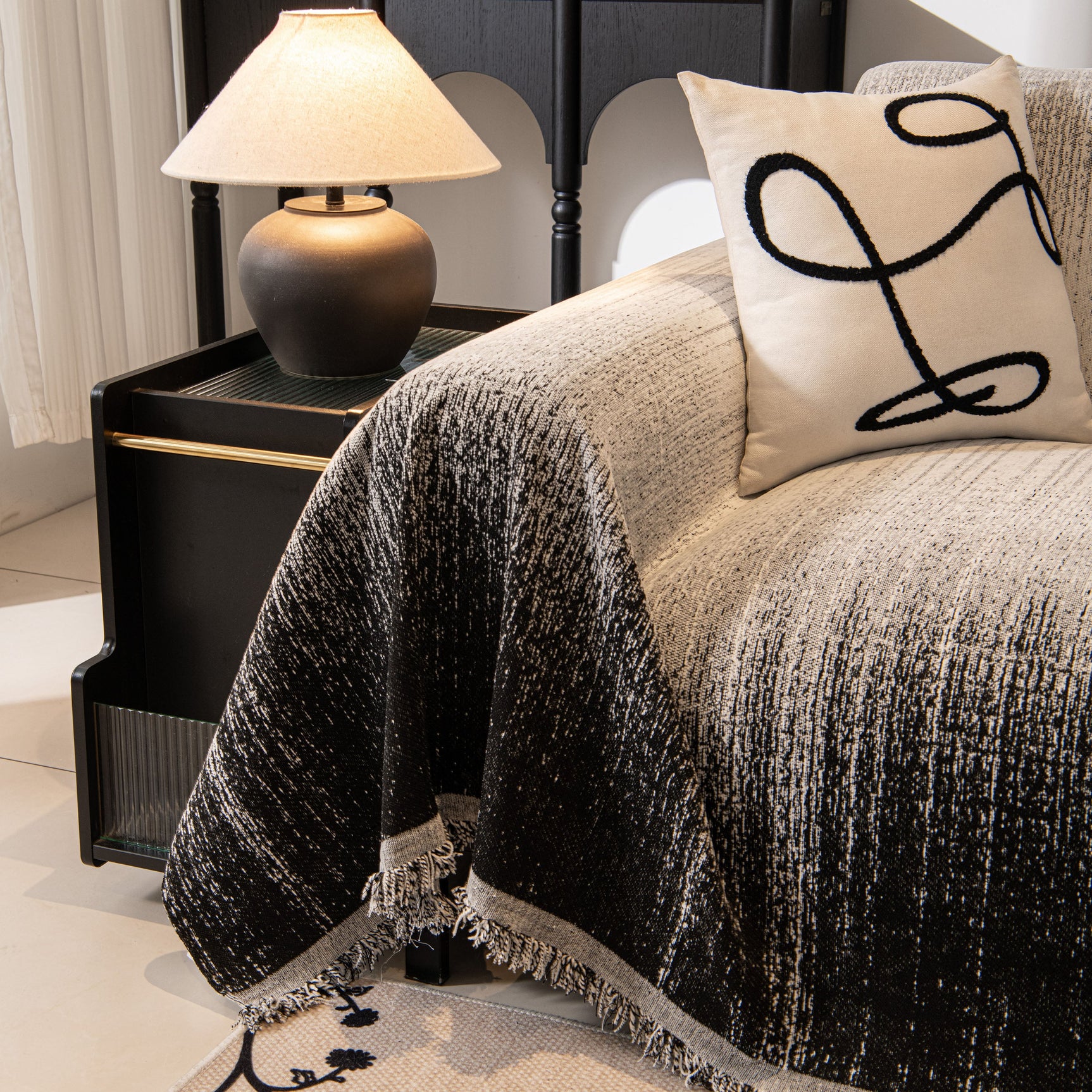 Modern Textured Sofa Cover Blanket, Tightly Woven Pet Sofa Throw for Sectional Couches - Ornate Home