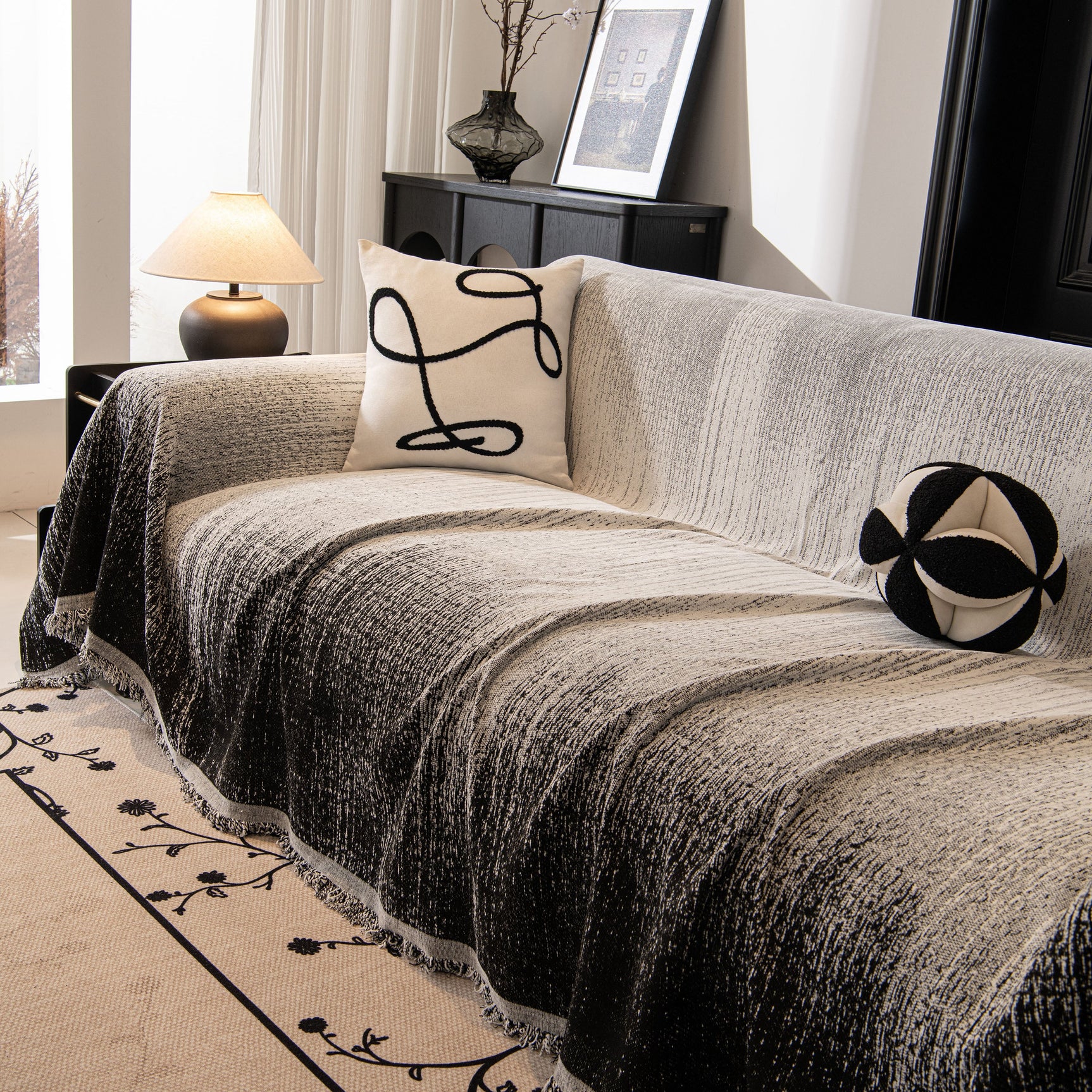 Modern Textured Sofa Cover Blanket, Tightly Woven Pet Sofa Throw for Sectional Couches - Ornate Home