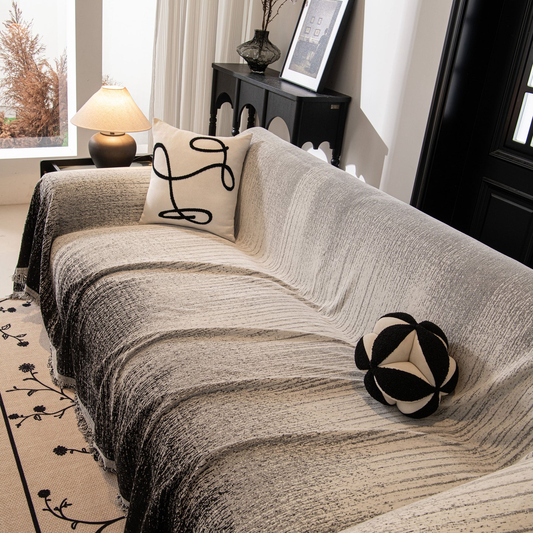 Modern Textured Sofa Cover Blanket, Tightly Woven Pet Sofa Throw for Sectional Couches - Ornate Home