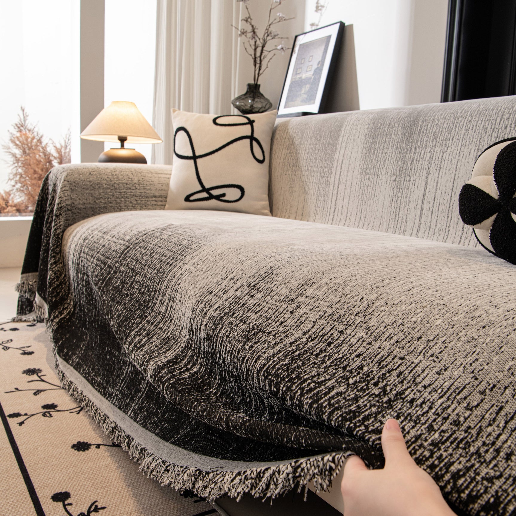 Modern Textured Sofa Cover Blanket, Tightly Woven Pet Sofa Throw for Sectional Couches - Ornate Home