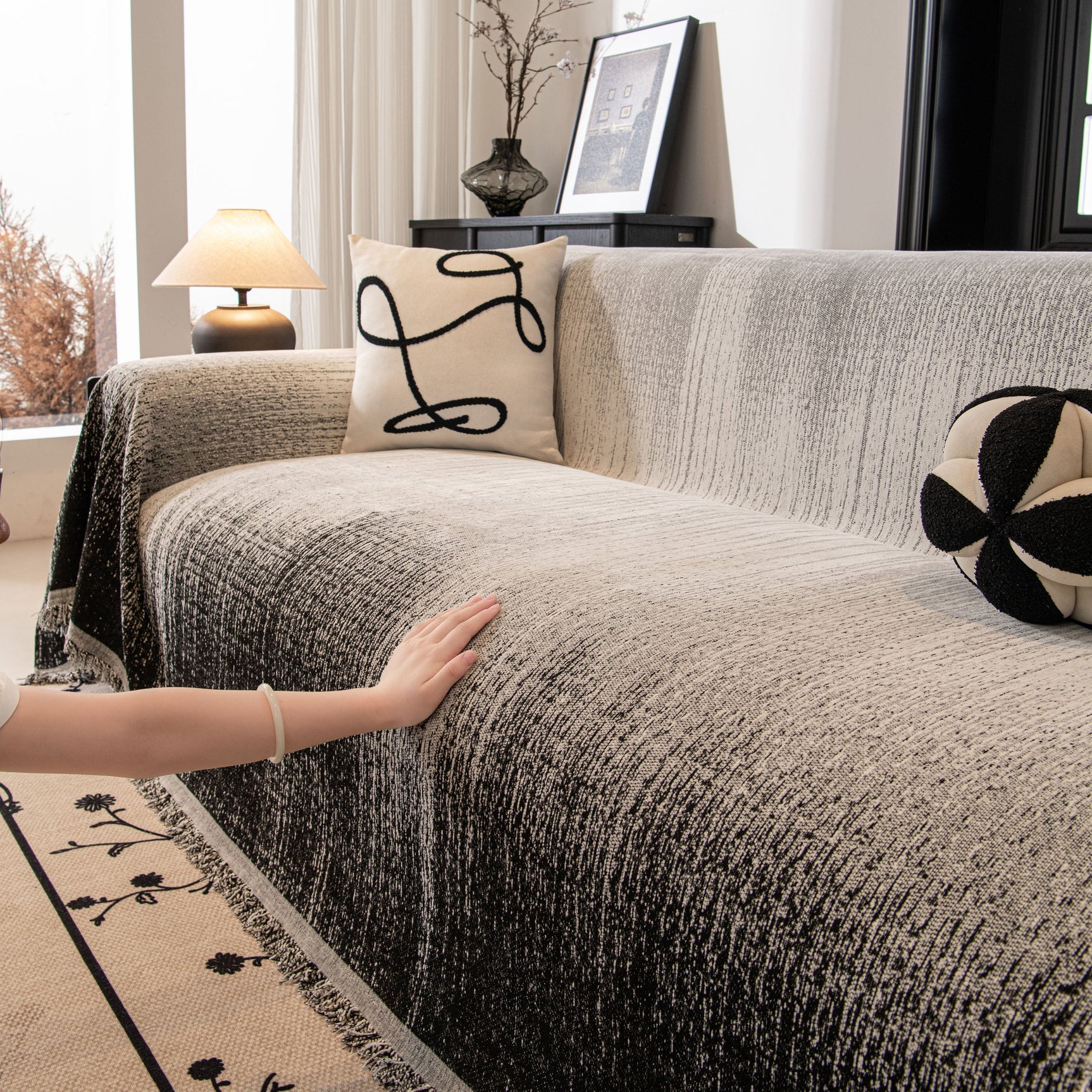 Modern Textured Sofa Cover Blanket, Tightly Woven Pet Sofa Throw for Sectional Couches - Ornate Home