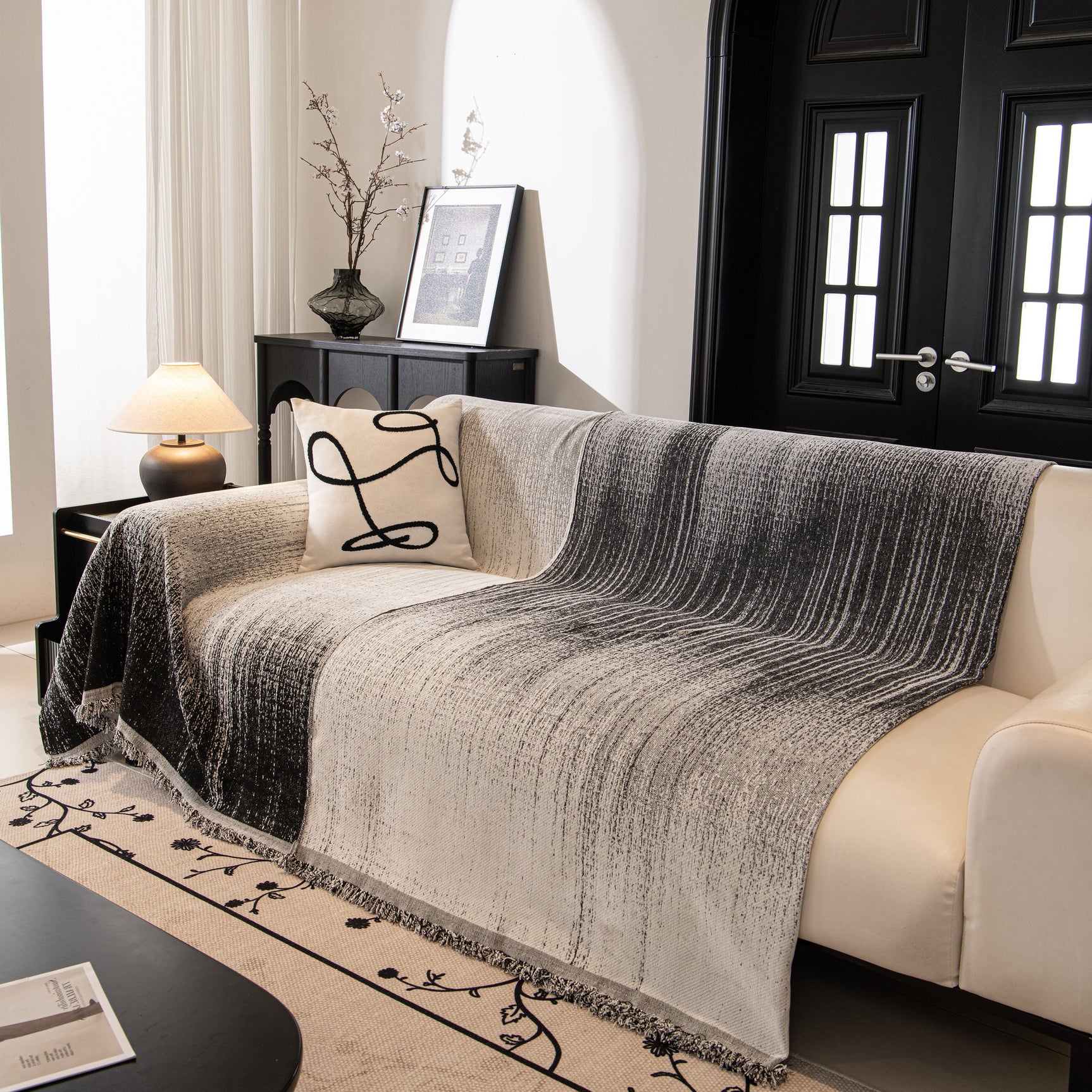 Modern Textured Sofa Cover Blanket, Tightly Woven Pet Sofa Throw for Sectional Couches - Ornate Home