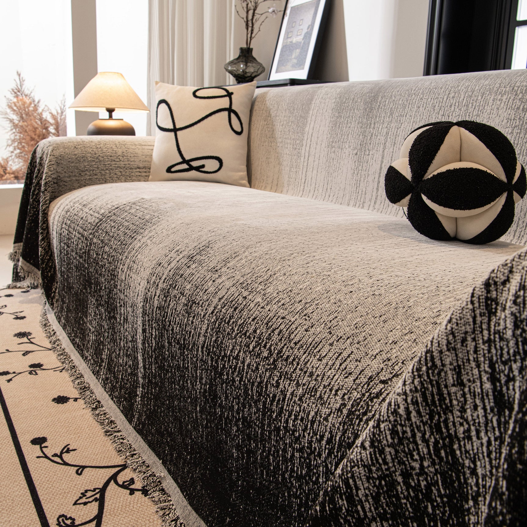 Modern Textured Sofa Cover Blanket, Tightly Woven Pet Sofa Throw for Sectional Couches - Ornate Home