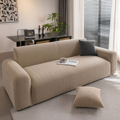 Modern Textured Stretch Sofa Cover, Plush Fleece Sofa Slipcover with 3D Stripe Texture - Ornate Home