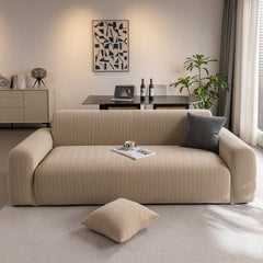 Modern Textured Stretch Sofa Cover, Plush Fleece Sofa Slipcover with 3D Stripe Texture - Ornate Home
