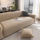 Modern Textured Stretch Sofa Cover, Plush Fleece Sofa Slipcover with 3D Stripe Texture - Ornate Home