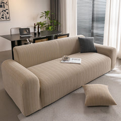 Modern Textured Stretch Sofa Cover, Plush Fleece Sofa Slipcover with 3D Stripe Texture - Ornate Home