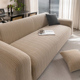 Modern Textured Stretch Sofa Cover, Plush Fleece Sofa Slipcover with 3D Stripe Texture - Ornate Home