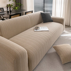 Modern Textured Stretch Sofa Cover, Plush Fleece Sofa Slipcover with 3D Stripe Texture - Ornate Home