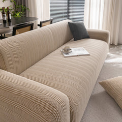 Modern Textured Stretch Sofa Cover, Plush Fleece Sofa Slipcover with 3D Stripe Texture - Ornate Home