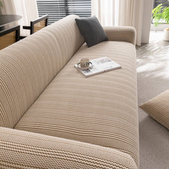 Modern Textured Stretch Sofa Cover, Plush Fleece Sofa Slipcover with 3D Stripe Texture - Ornate Home