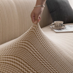 Modern Textured Stretch Sofa Cover, Plush Fleece Sofa Slipcover with 3D Stripe Texture - Ornate Home