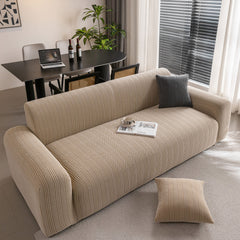 Modern Textured Stretch Sofa Cover, Plush Fleece Sofa Slipcover with 3D Stripe Texture - Ornate Home
