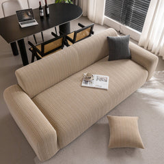 Modern Textured Stretch Sofa Cover, Plush Fleece Sofa Slipcover with 3D Stripe Texture - Ornate Home