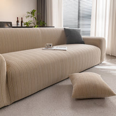 Modern Textured Stretch Sofa Cover, Plush Fleece Sofa Slipcover with 3D Stripe Texture - Ornate Home