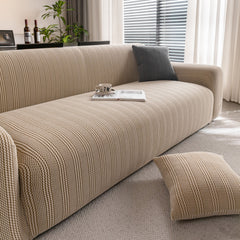 Modern Textured Stretch Sofa Cover, Plush Fleece Sofa Slipcover with 3D Stripe Texture - Ornate Home