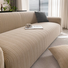 Modern Textured Stretch Sofa Cover, Plush Fleece Sofa Slipcover with 3D Stripe Texture - Ornate Home