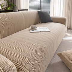 Modern Textured Stretch Sofa Cover, Plush Fleece Sofa Slipcover with 3D Stripe Texture - Ornate Home
