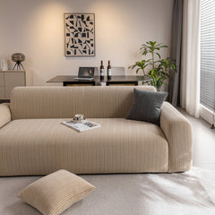 Modern Textured Stretch Sofa Cover, Plush Fleece Sofa Slipcover with 3D Stripe Texture - Ornate Home