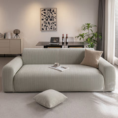 Modern Textured Stretch Sofa Cover, Plush Fleece Sofa Slipcover with 3D Stripe Texture - Ornate Home