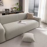 Modern Textured Stretch Sofa Cover, Plush Fleece Sofa Slipcover with 3D Stripe Texture - Ornate Home
