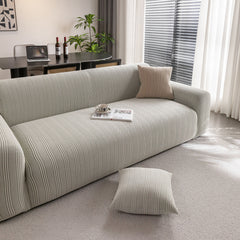 Modern Textured Stretch Sofa Cover, Plush Fleece Sofa Slipcover with 3D Stripe Texture - Ornate Home